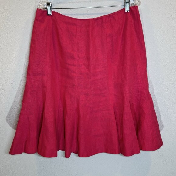 Chaps Linen Skirt Women's size 12 Pink Ruffle Hem Barbiecore Retro 90s Y2K - Picture 1 of 8